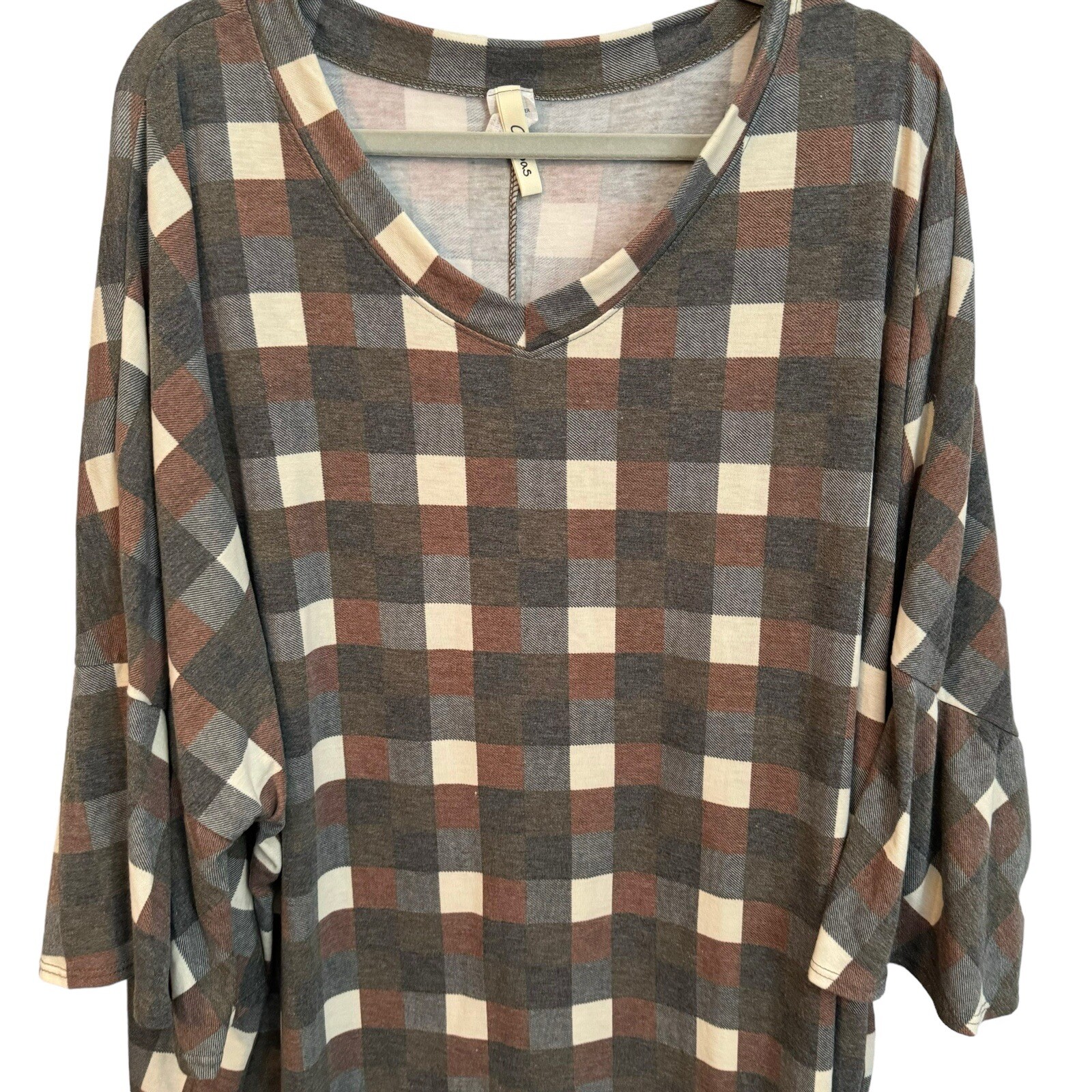 Crepas Blouse Size 2X/3X Gray Multi Sleeves 3/4 Women Top Blouse