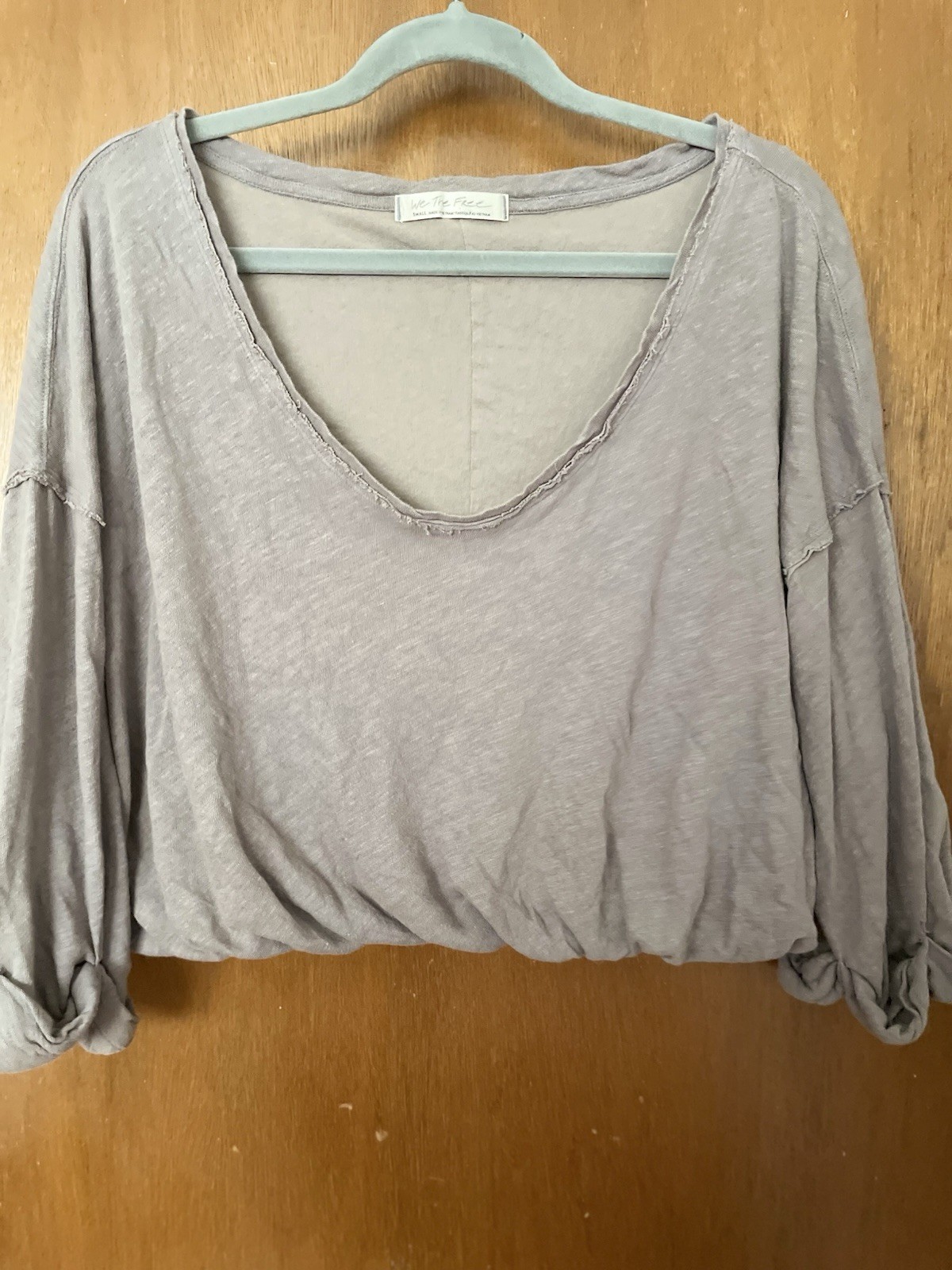 We The Free By Free PeopleCropped Short Balloon Top Size S Distressed Raw Edges