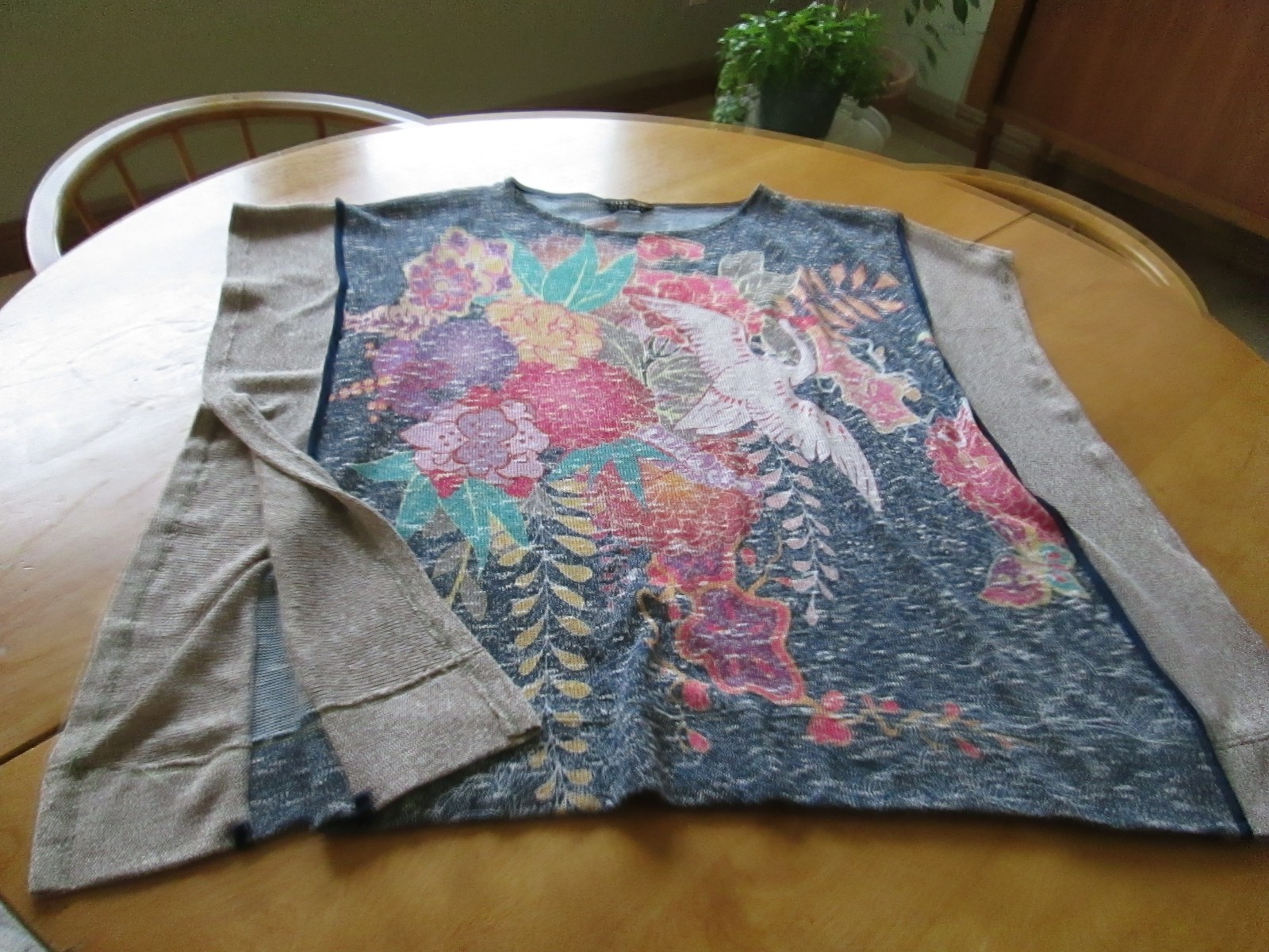 Citron Santa Monica Vintage ASIAN PONCHO Style Early Knit Top Big XL