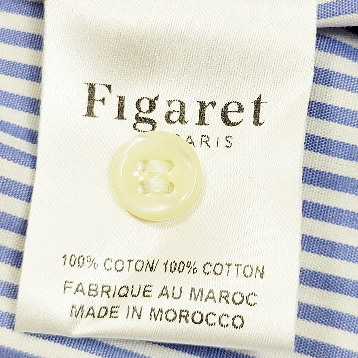 Figaret Paris light blue and white stripe w/ contrast button up shirt size 34 XS