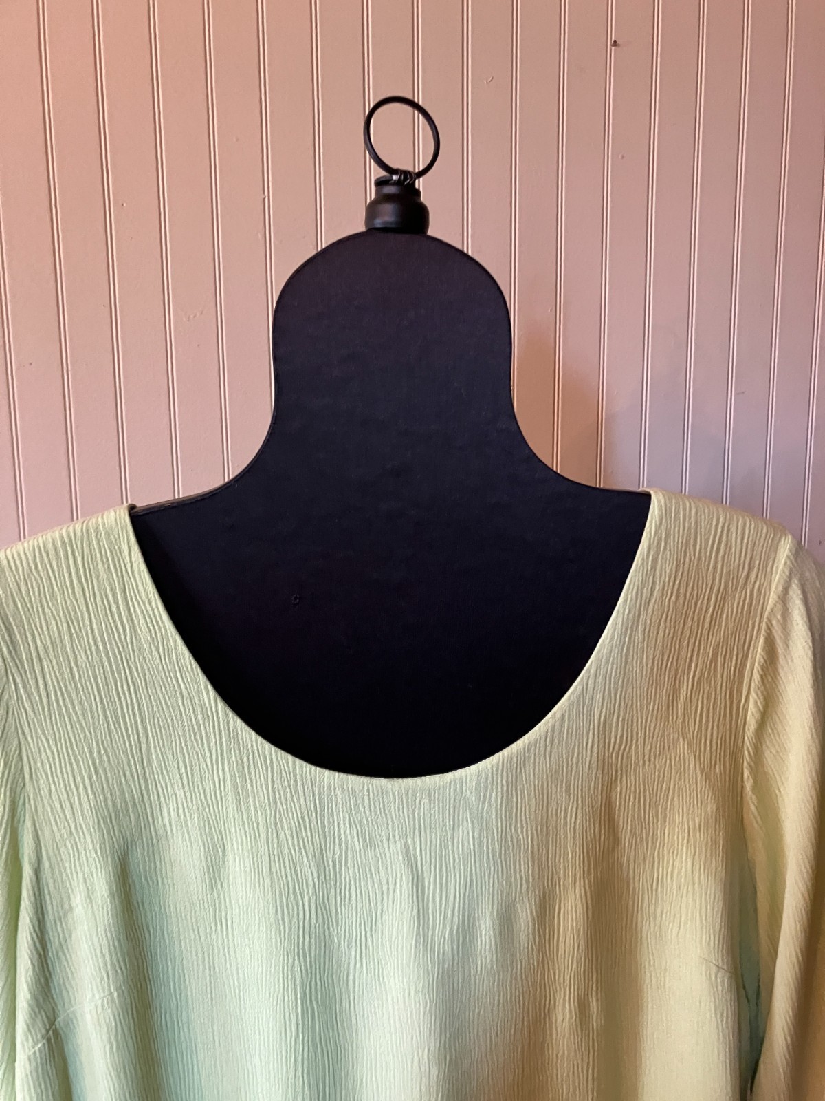 Soft Surroundings ~Lime Green ~Boho/Hippie/Coastal~Crinkle Gauze~Tunic Blouse ~L