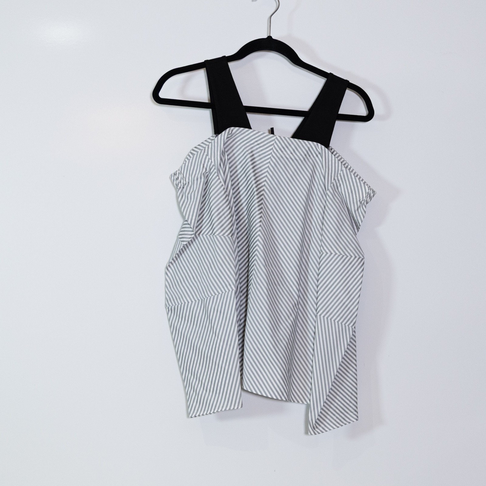 NEW Maje Larma Cotton Poplin Top Effet Trompe Rayure Off Shoulder Stripe Blouse