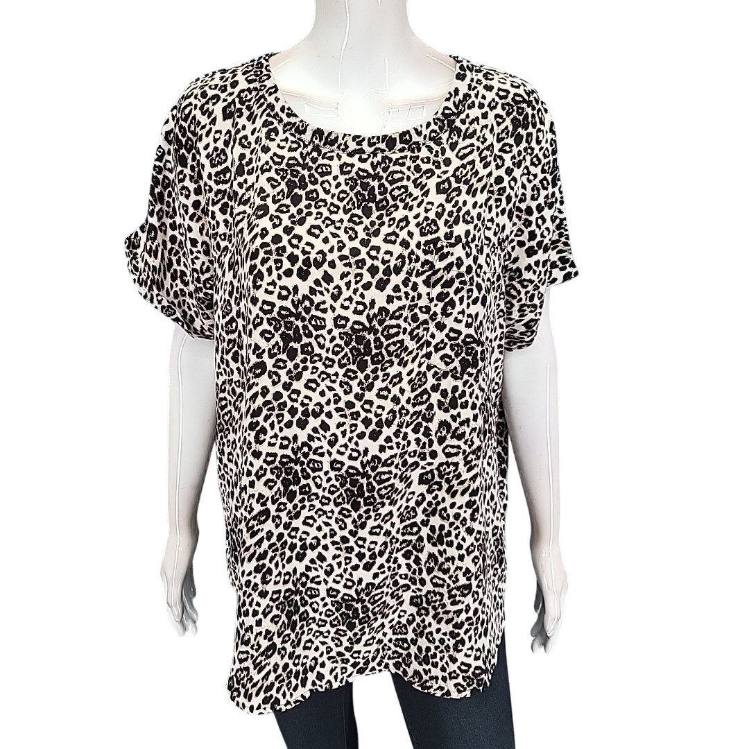 Women’s Animal Print Blouse Top Patch Chest Pocket X-Large Size