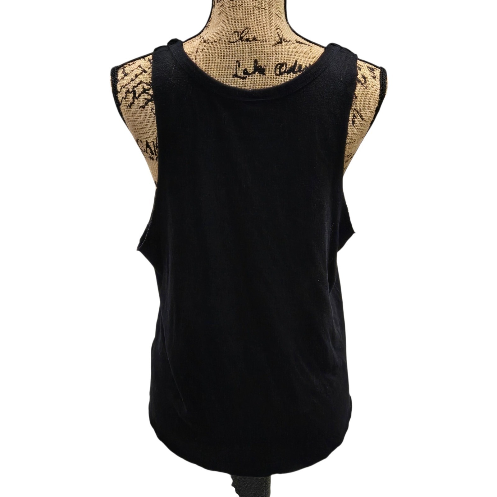 We The Free Free People Coziest Tank Top Oversized Raw Edges Women’s Small Black