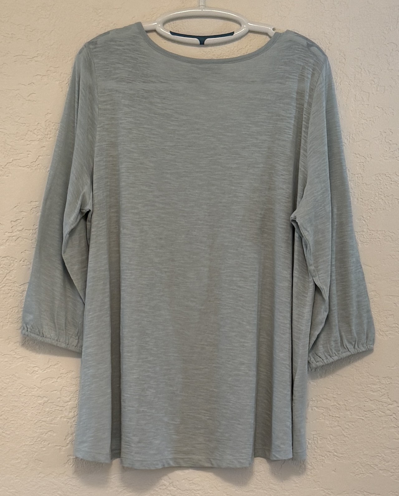 LOGO by Lori Goldstein Knit Top w/Button Front Lace Placket Peasant Boho