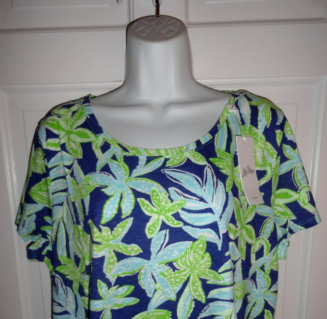 NWT LILLY PULITZER SAPPHIRE POOL TROPICAL TANGO SCOOP- NECK ETTA TOP XXL