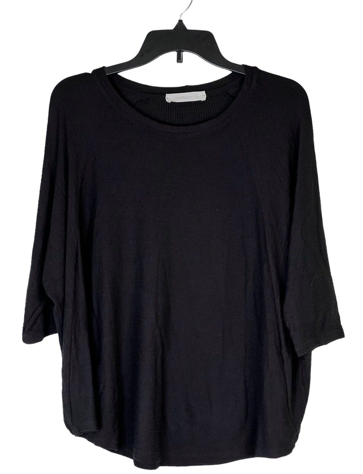Composition Women’s Oversized Loose Fit Black Top Size Small Minimalist