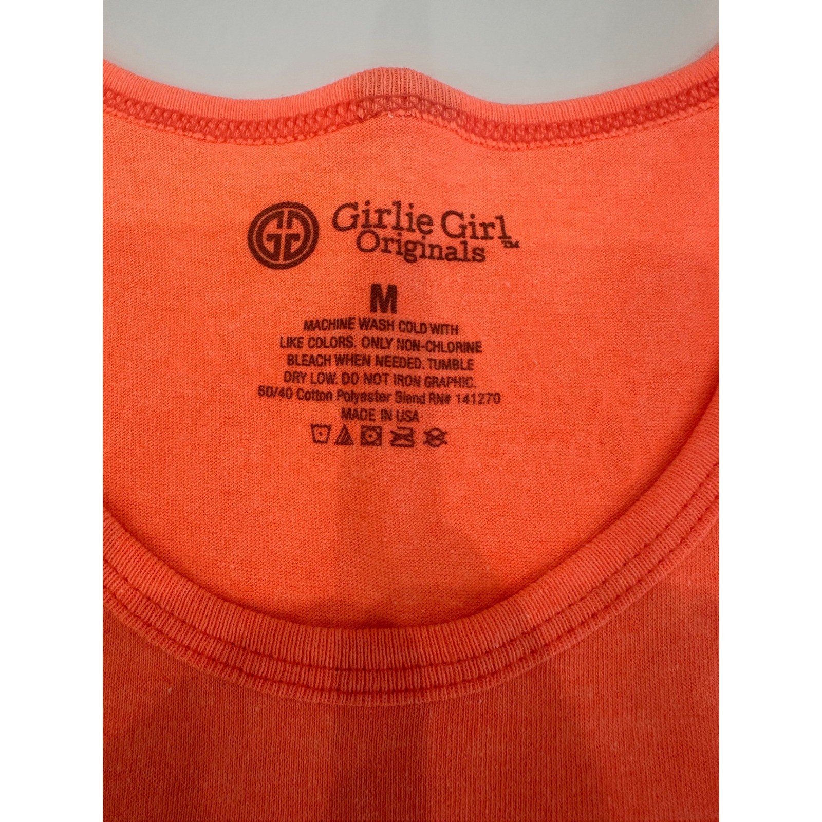 Girlie Girl Originals Mermaid Hair Don’t Care Tank Top Neon Coral Orange Medium