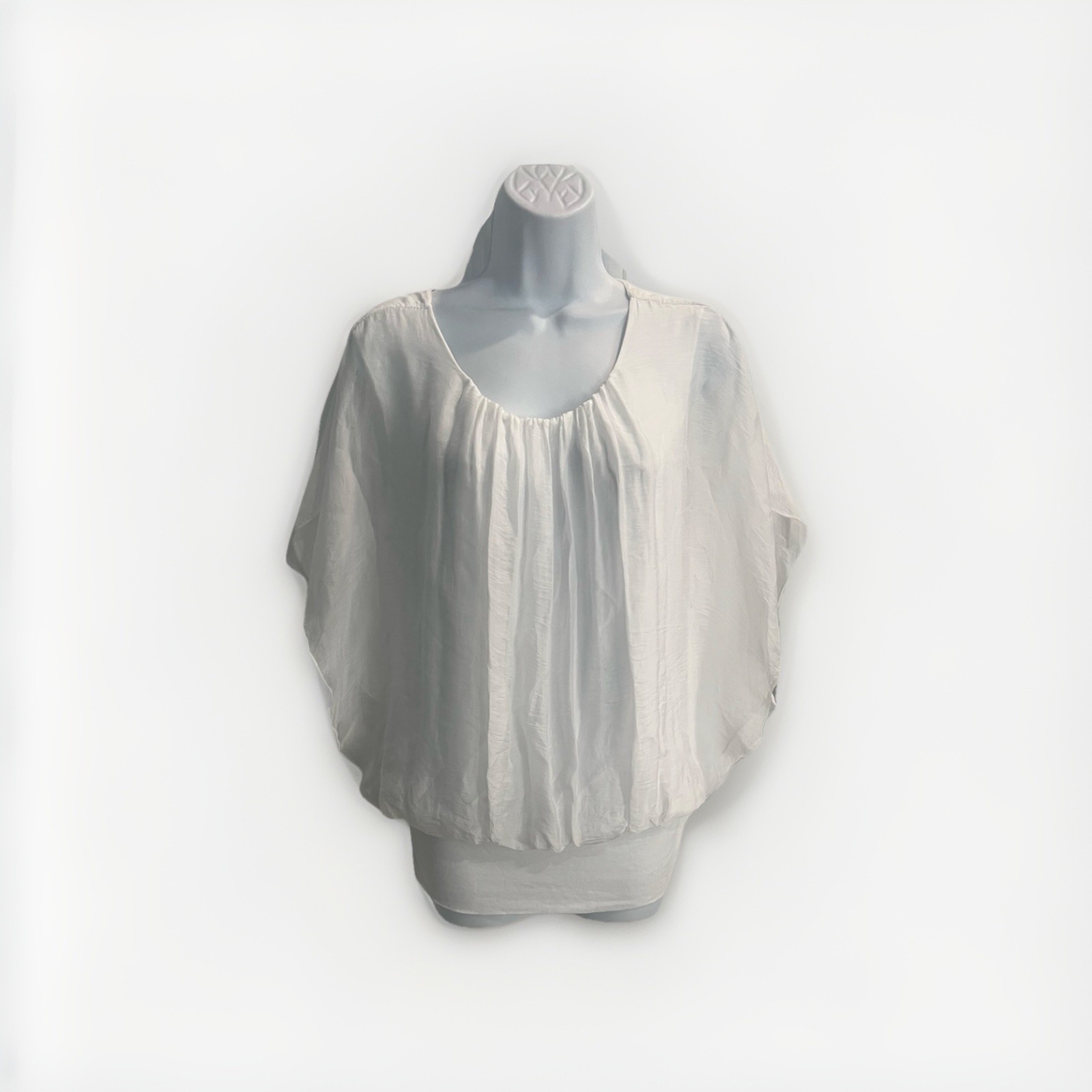 Meo Meli Top Womens One Size White Silk Blend Dolman Sleeve Blouse Boho Italy