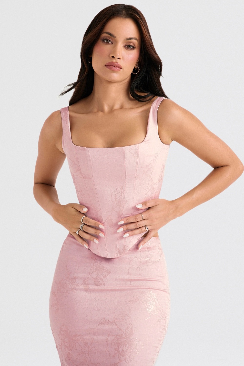 House Of CB RAFA Pink Floral Satin Corset Top- BRAND NEW WITH TAGS- SIZE XS