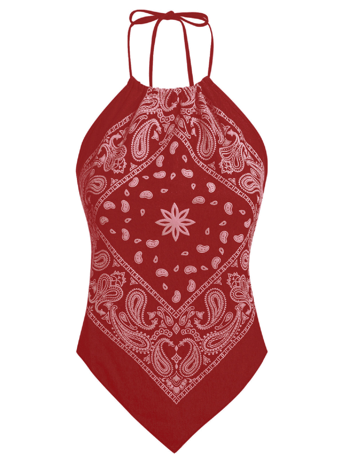 MixMatchy Sexy Pu Leather/ Suede Halter Top Bandana Shirt