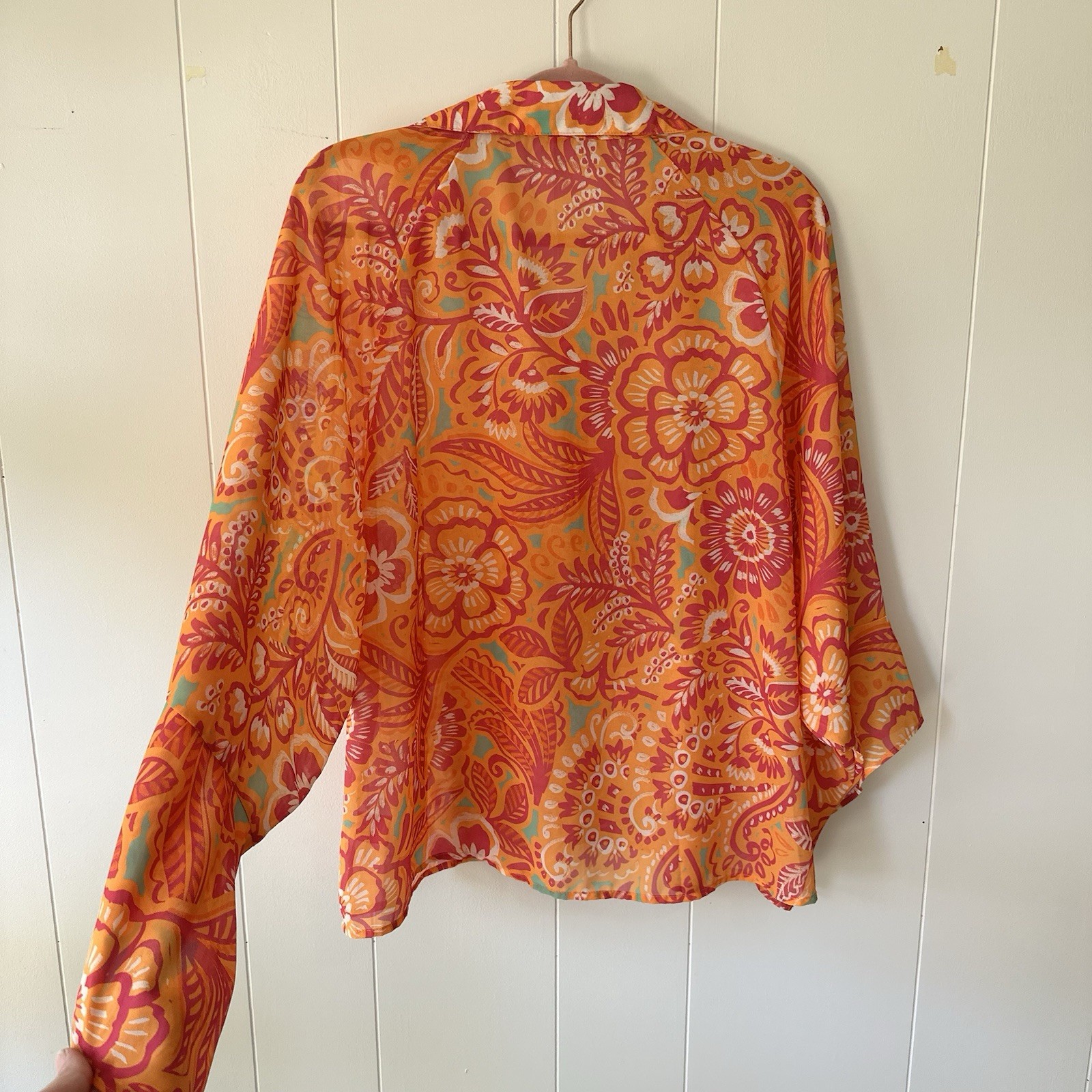Flying Tomato I’ll always Remember You Woven Oversized Top Pink/Orange Floral LG
