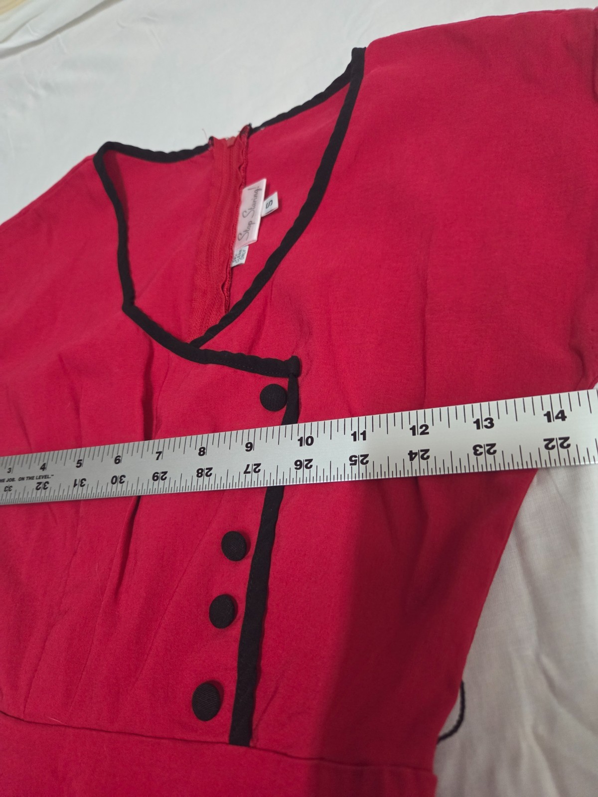 Stop Staring Retro 50s Swing Dress Womens Small Red Pinup Flare Made in USA
