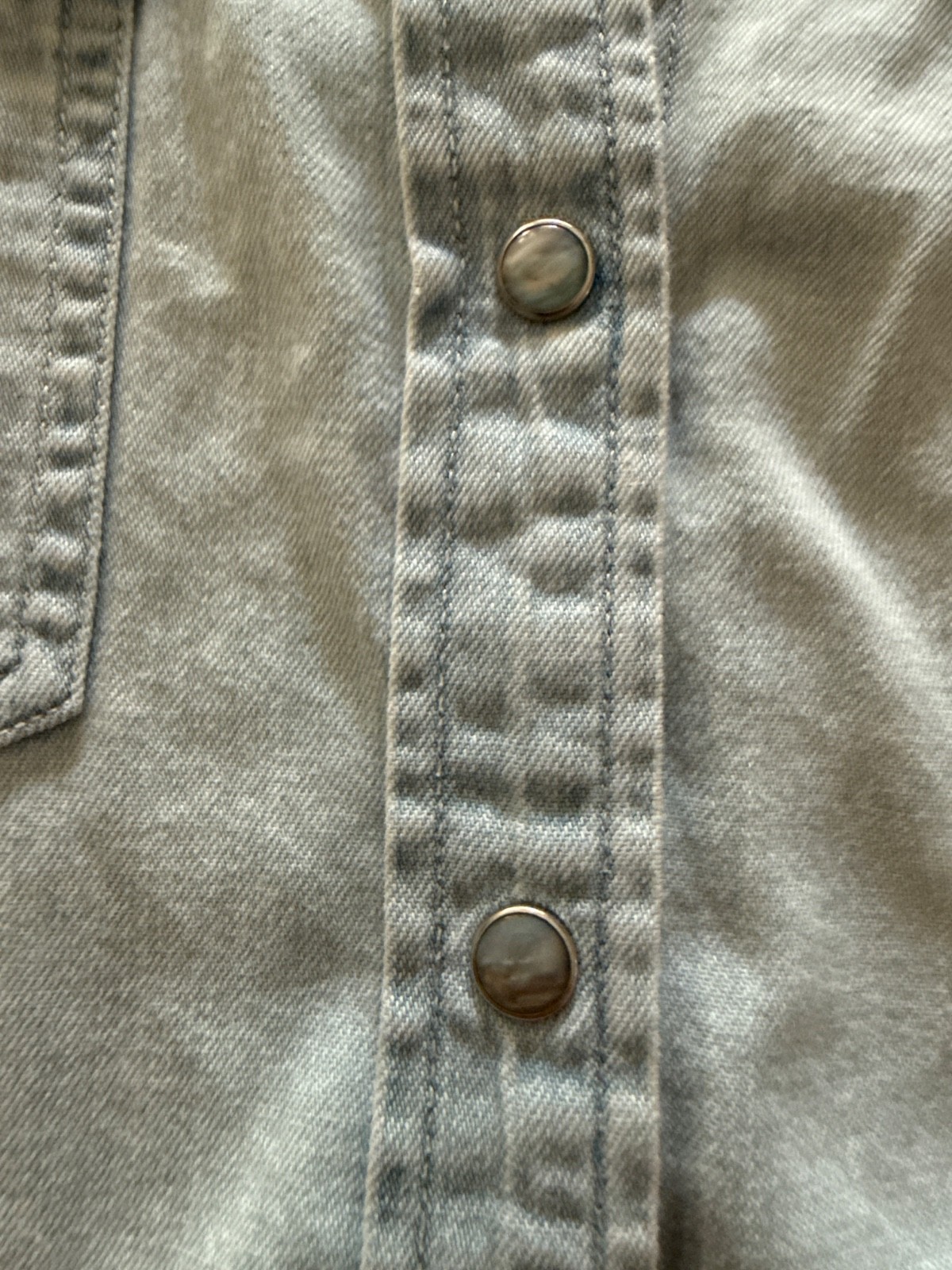 J.Crew Denim Western Shirt Womens 12 Light Wash Pearl Snap Chambray Cowgirl