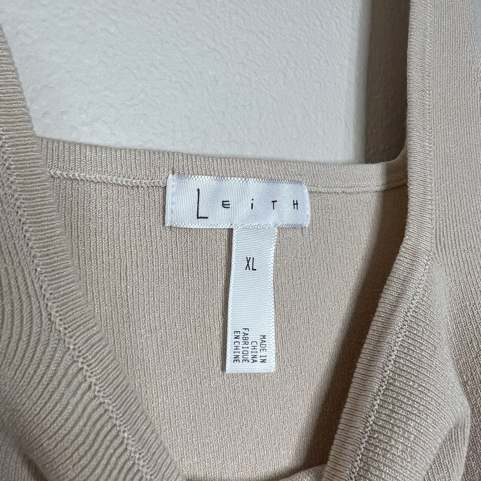Leith Beige Whisper Sleeveless Square Neck Fine Gauge Knit Tank Top Sz XL NWT