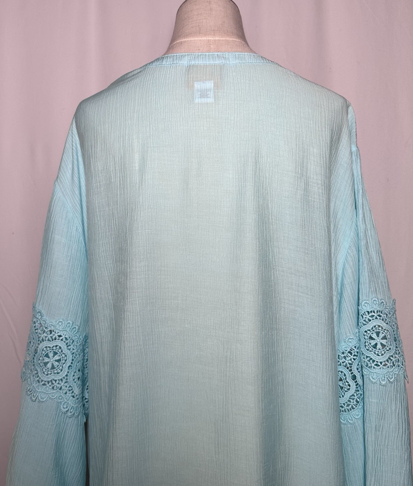 Ruby Rd Tunic Top Shirt Blouse Women 2X Long Sleeve Blue Embroidered V-Neck $64