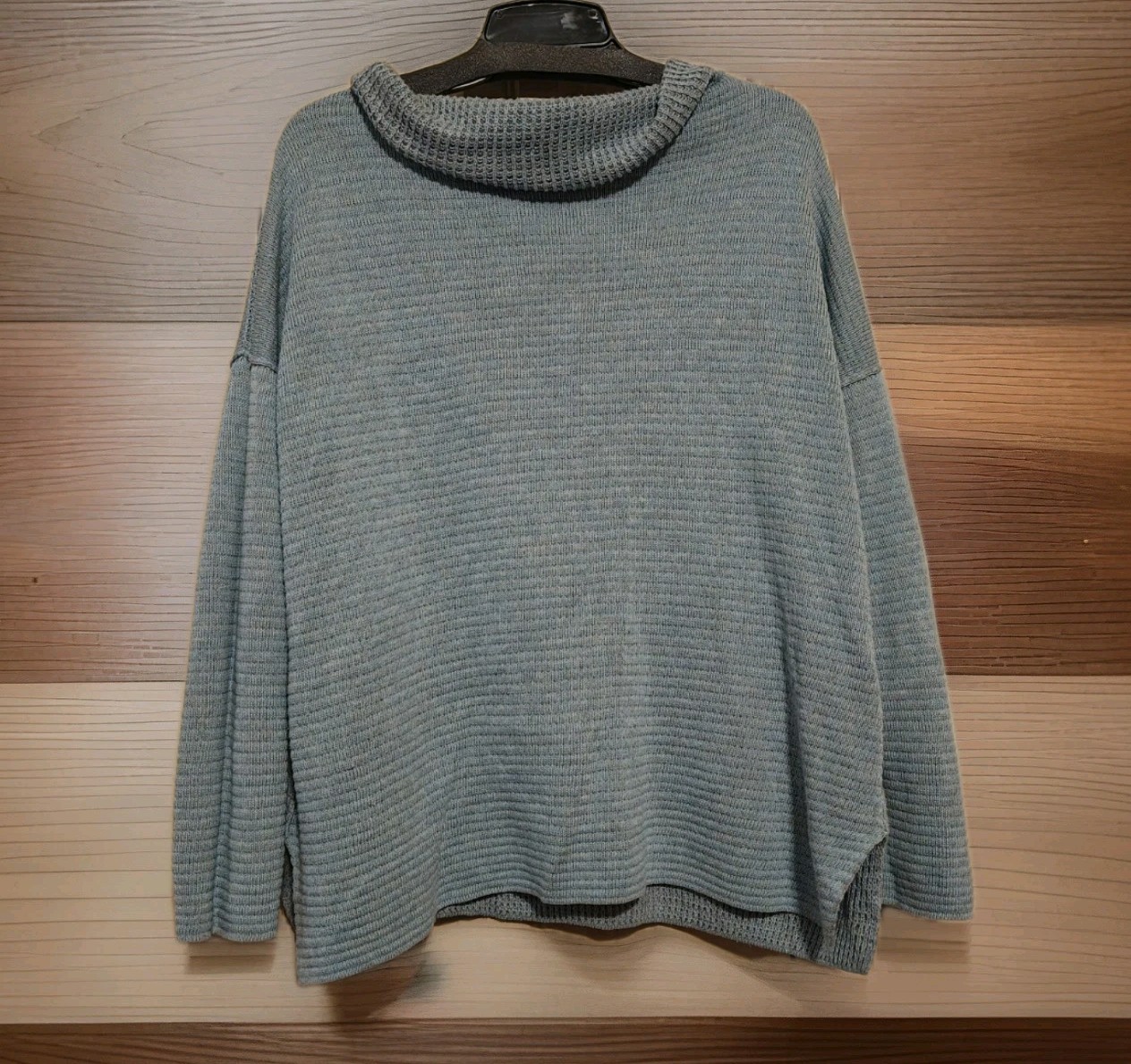 Eileen Fisher Peruvian Organic Cotton Blend Funnel Neck Sweater Sz Small Petite
