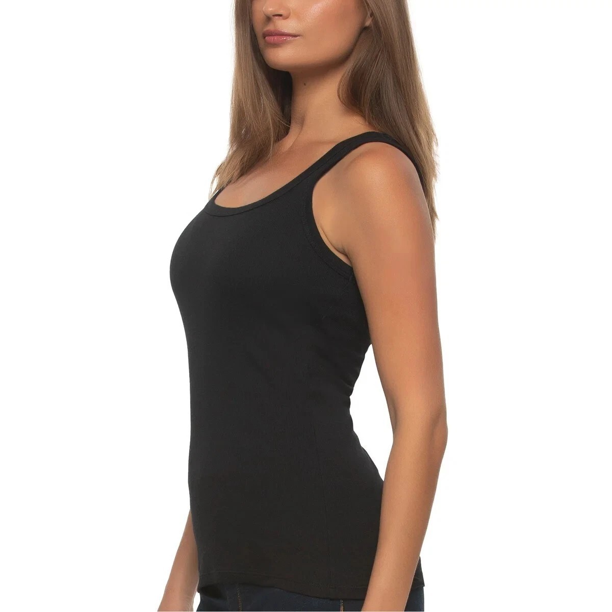 Felina 3 Pack Ribbed Tank Womens Black/White/Brown Size S (E20/1)
