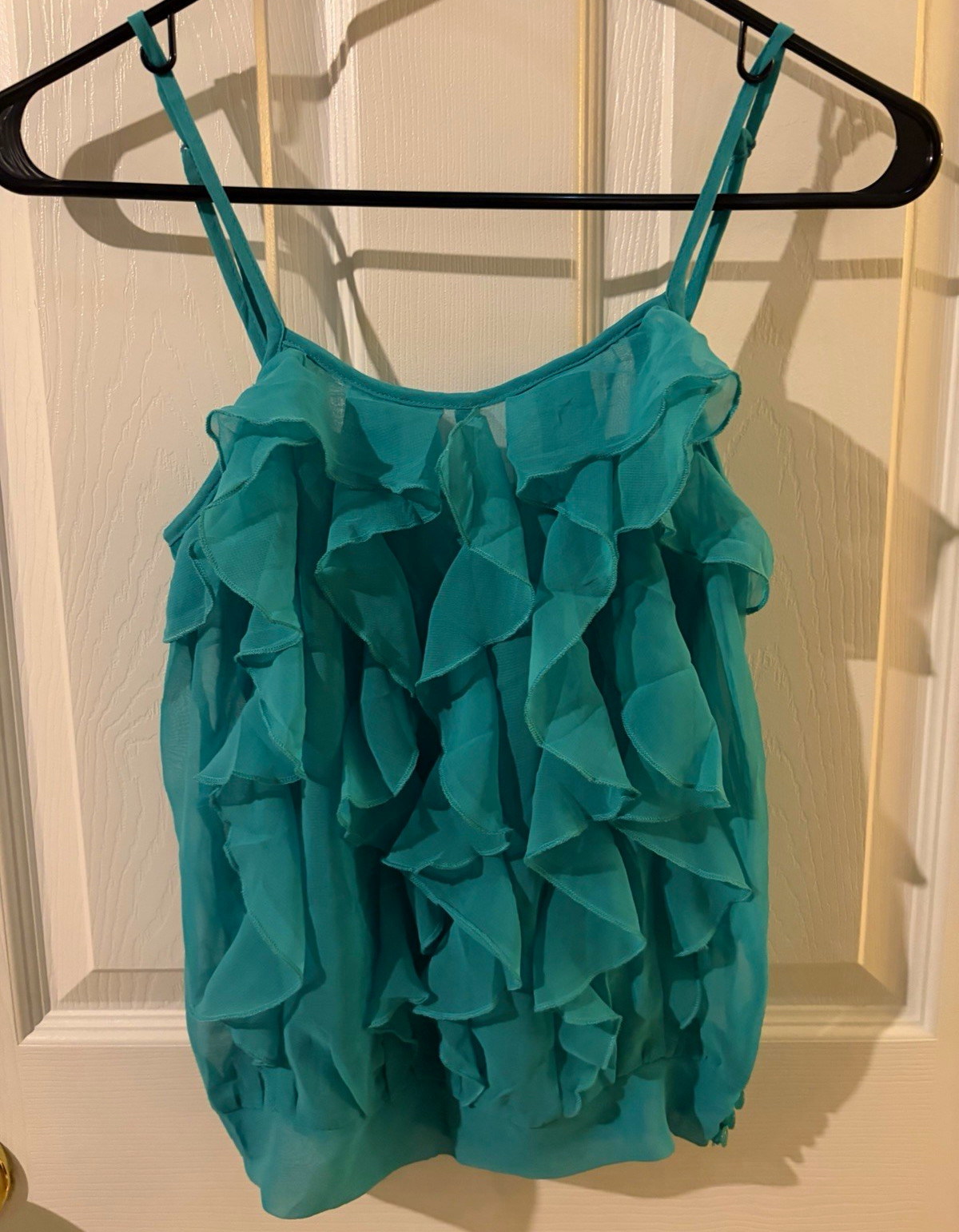 Charlotte Russe XS Turquoise Chiffon Cascading Ruffle Sheer w/ Adjustable Straps