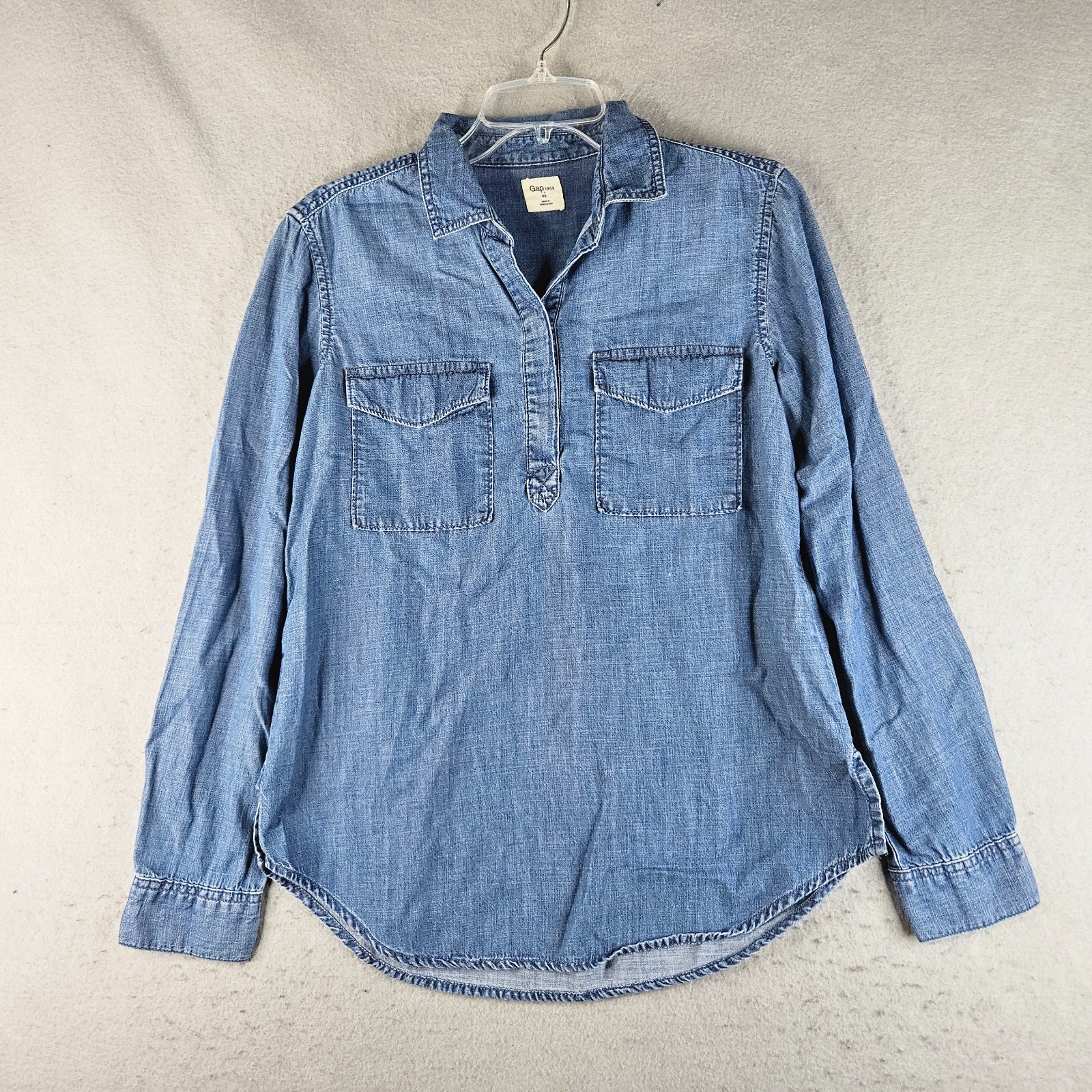 Gap 1969 Jean Top Womens Extra Small Blue Denim Twill Pullover Cotton Basic