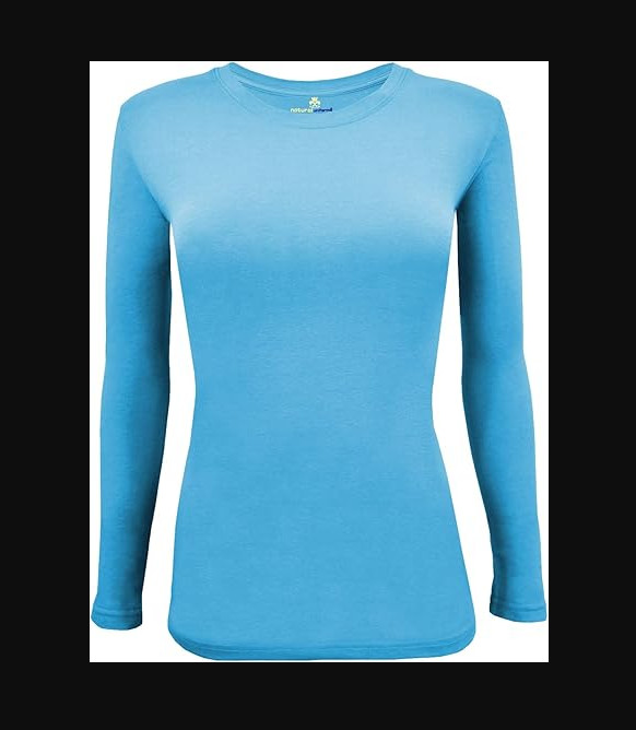 Natural Uniforms MODERN FIT-LUXE STRETCH Long Sleeve Crew Neck XL WATER BLUE