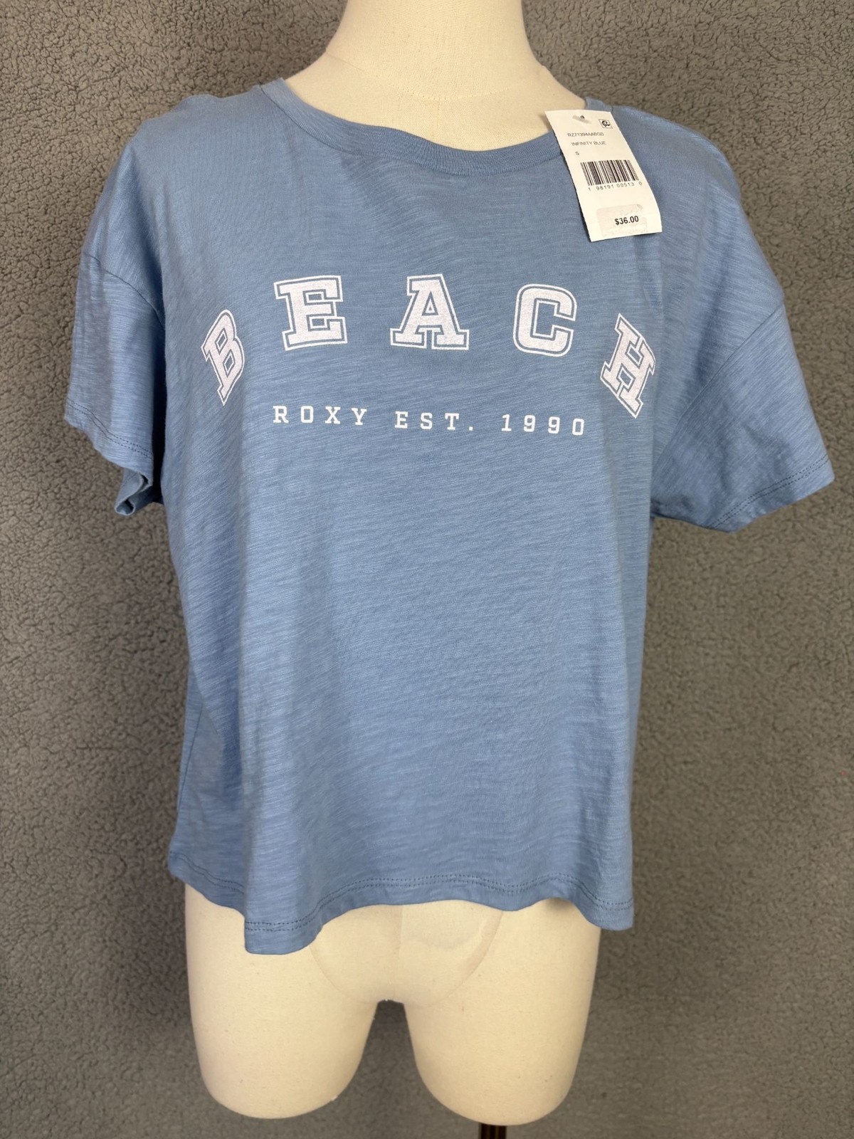 Roxy Women’s Infinity Blue Beach Graphic Tee Small 100% Cotton New With Tag’s