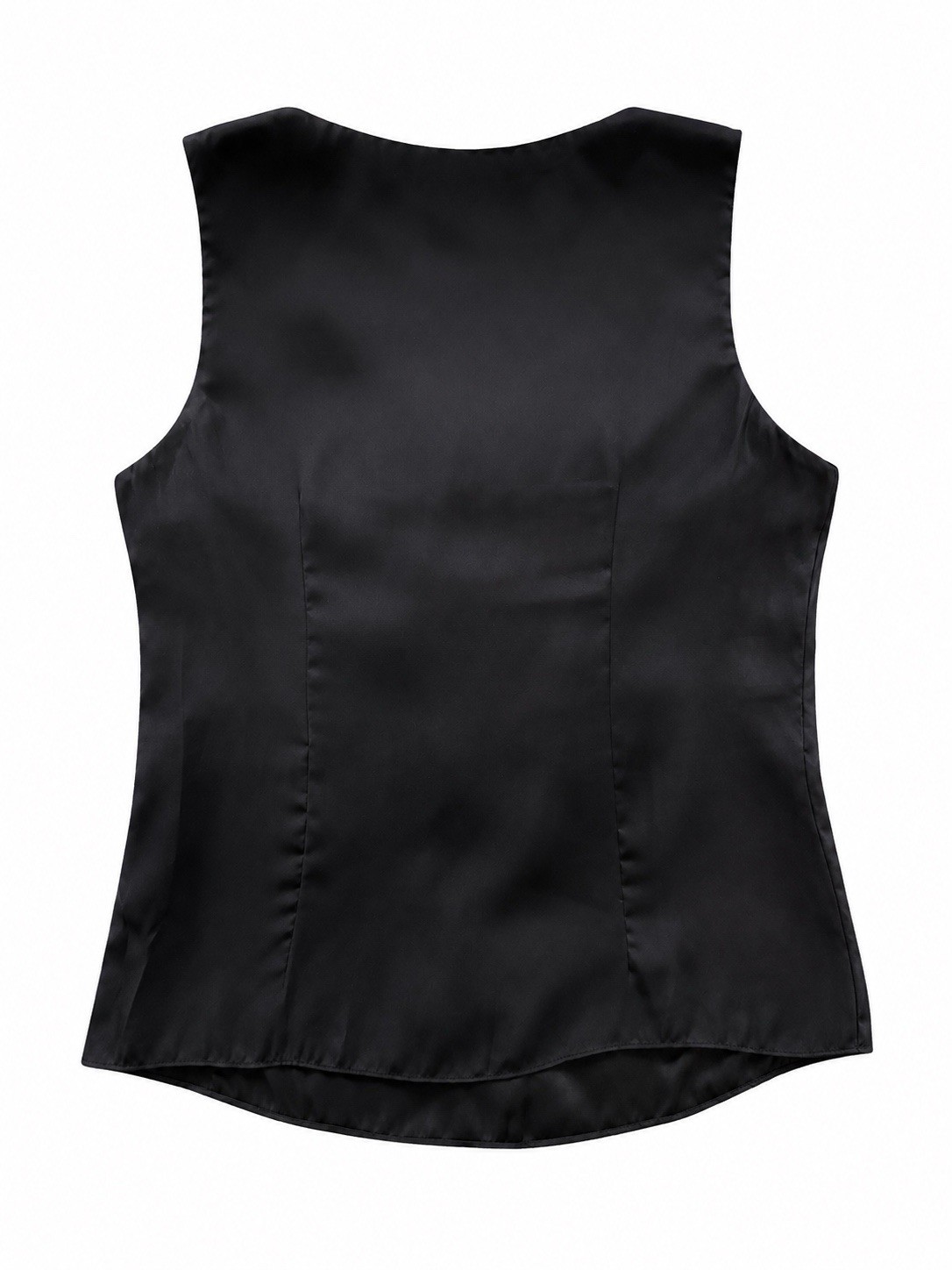 Nine West Black Sleeveless Ruffle Rhinestone Button Blouse Zip, Size 10