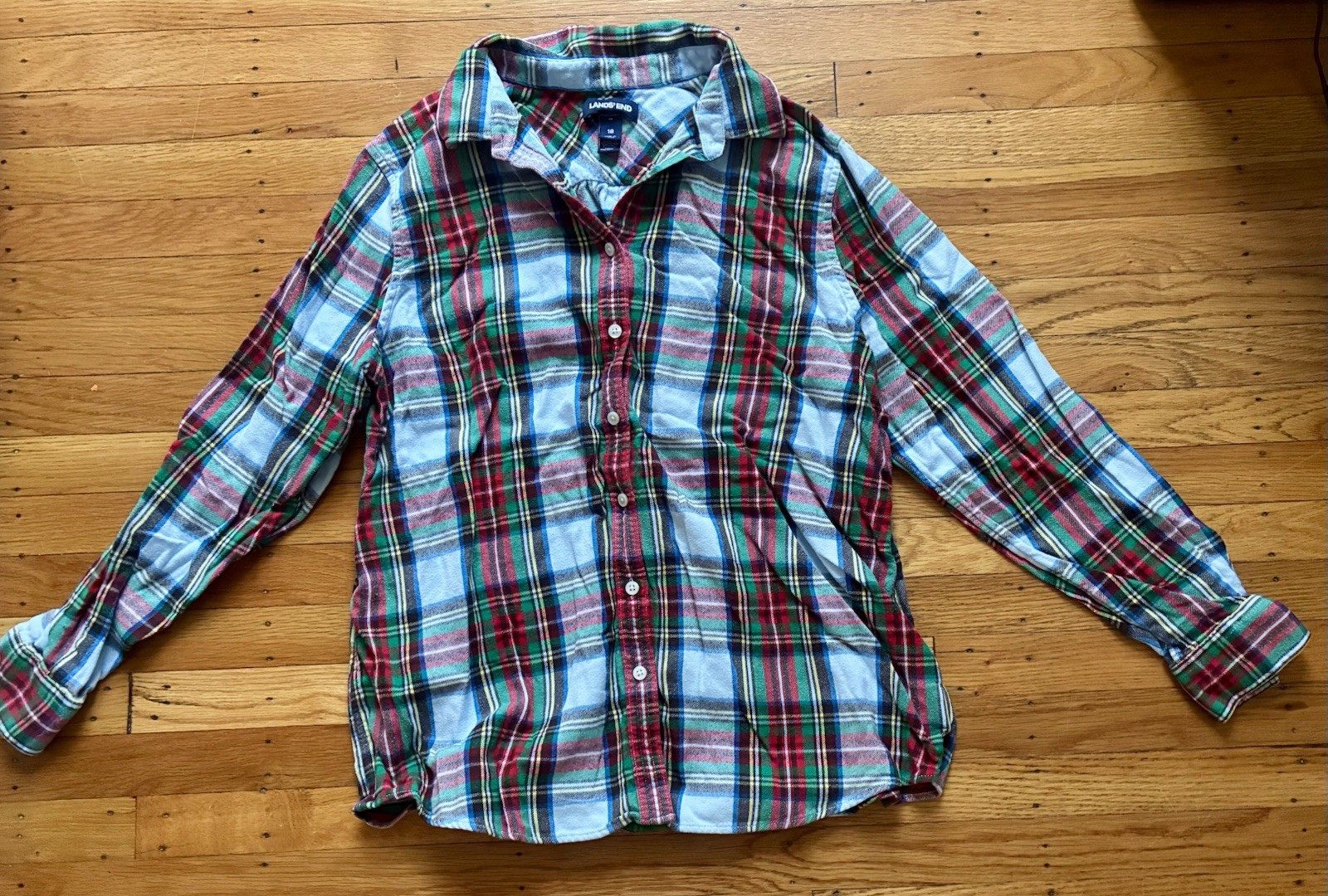 Lands’ End Women’s Flannel Plaid Shirt size 18