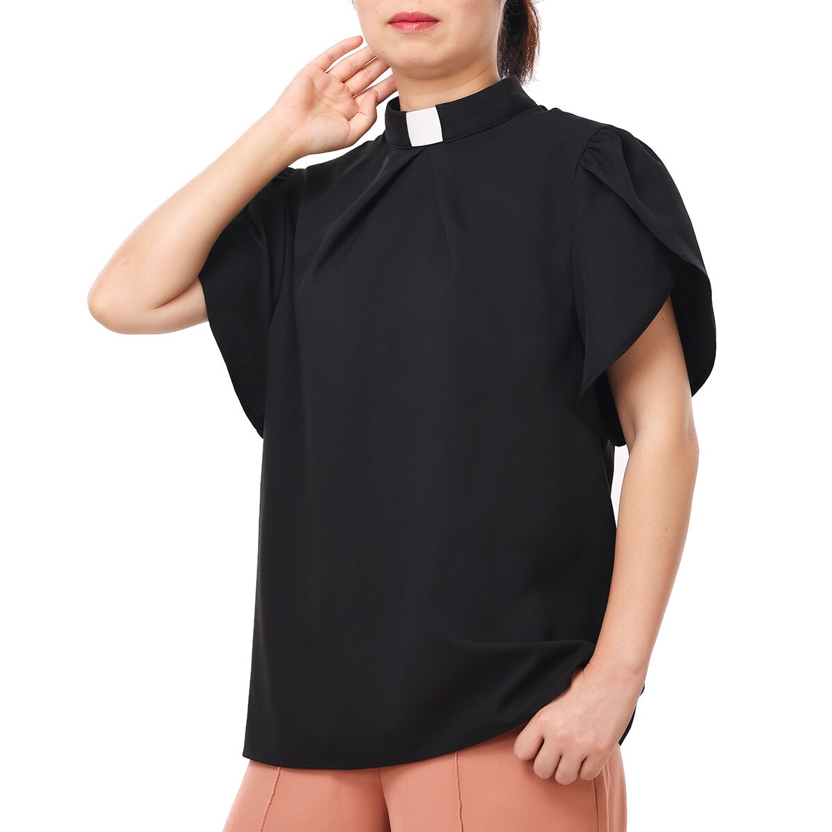 Clergy Shirt for Women Christian Church petal sleeve Tab Collar Priestess shirt