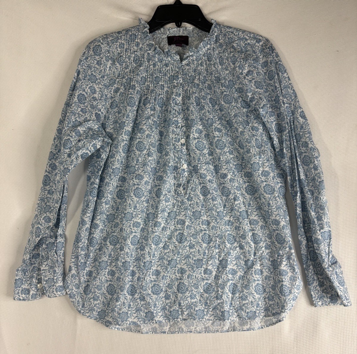 J.Crew Womens Shirt Small Blue Flowers Liberty Fabric Light Cottagecore Costal
