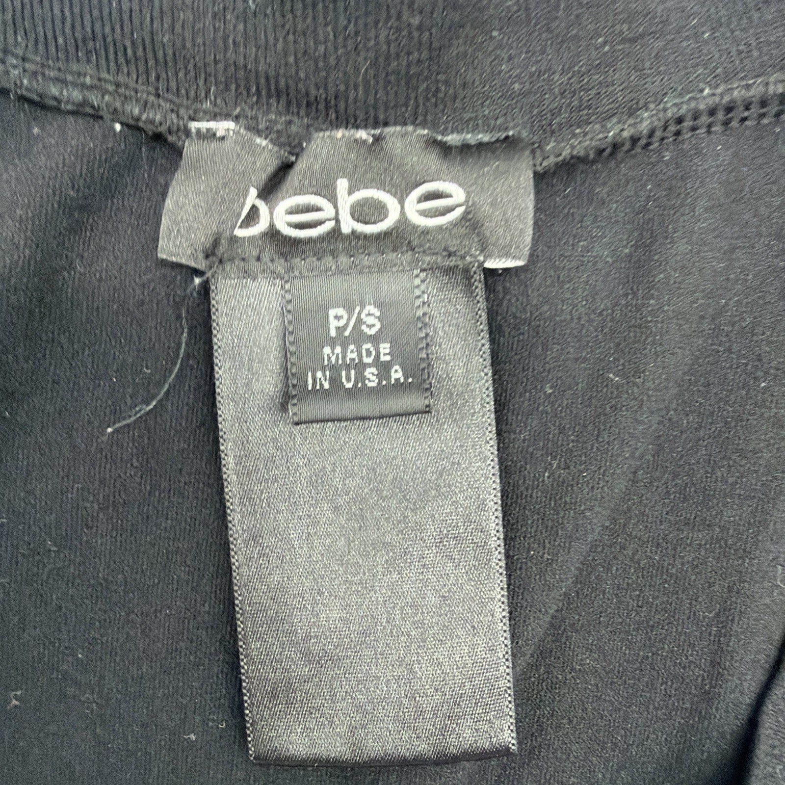 Bebe T-shirt Women P/S Black Solid V-Neck In USA.#45308