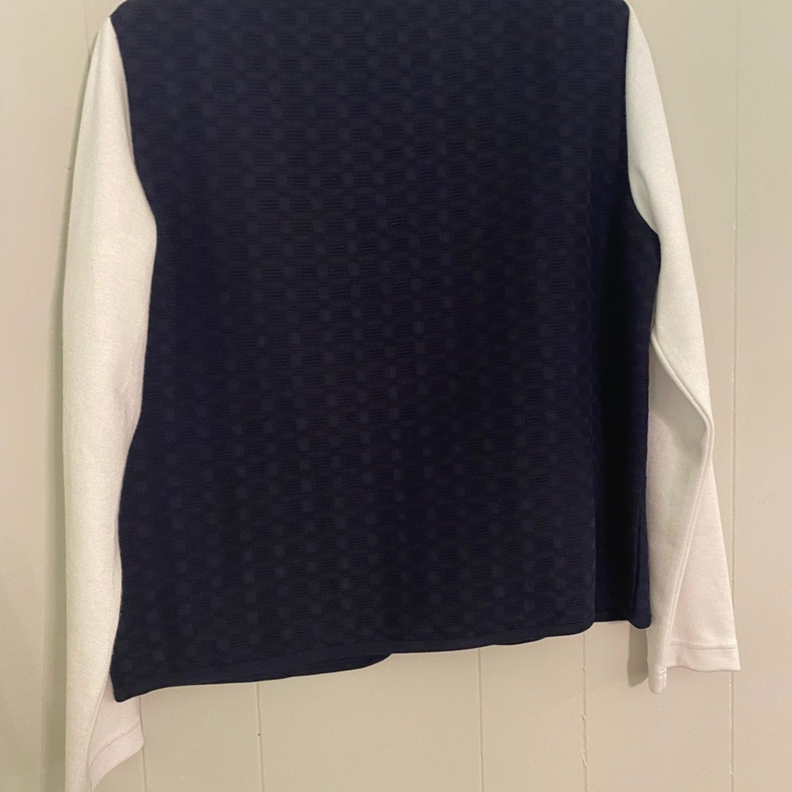 NWT Coastal Grandma Quilted Blue Vest Attached Embroidered Top MOP Buttons Med
