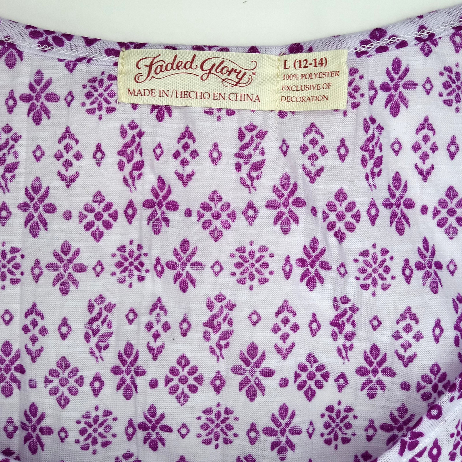 Faded Glory Sleeveless Peasant Top Womens Sz L Purple Gauzy Summer Boho Casual