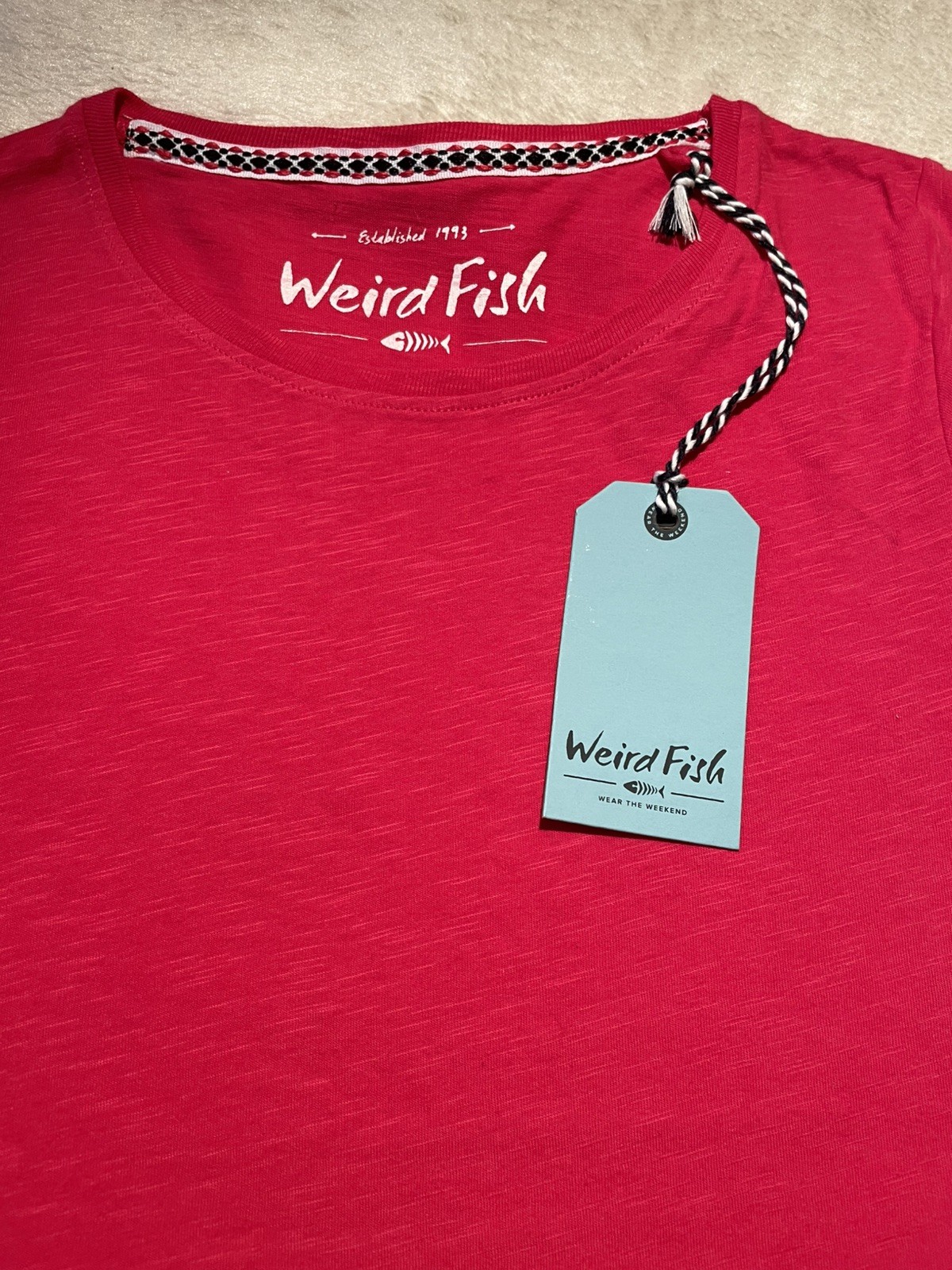 Weird fish hot pink t-shirt,new with tags, size 10, Summer Contrast Trim RRP £22