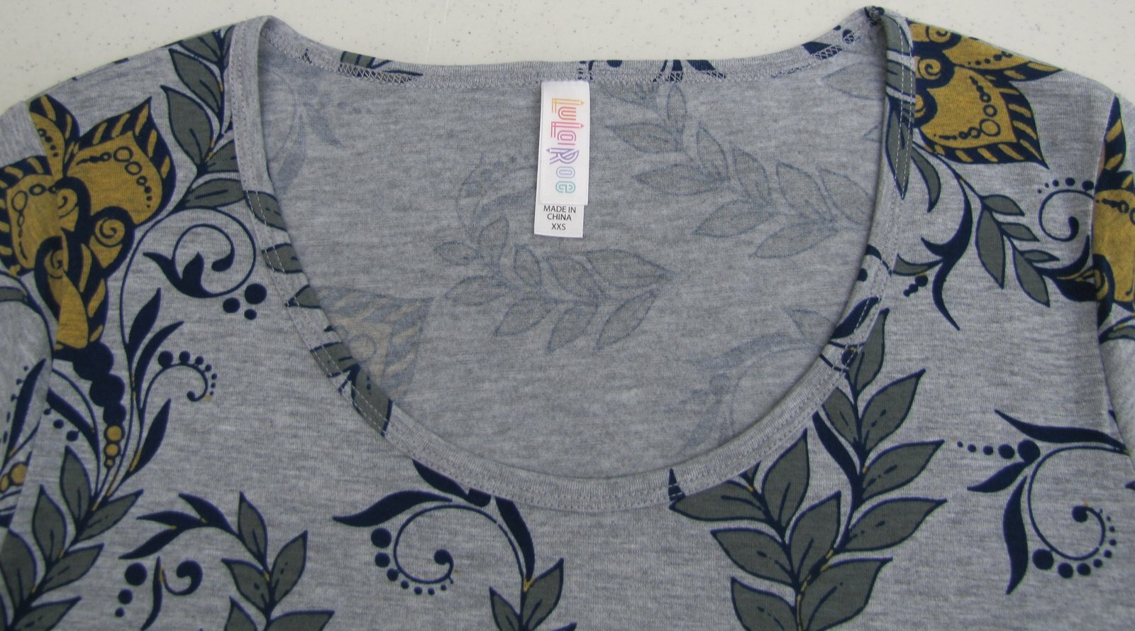 LuLaRoe Perfect T Top Swing Shirt Floral Paisley Gray Blue Yellow 2XS XXS New