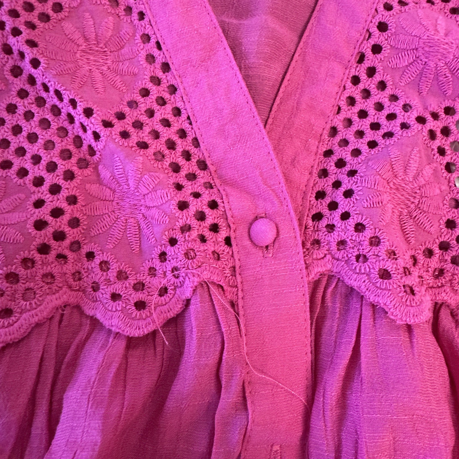 Nanette Lepore Women’s Pink Petunia Pintuck Ruffle Short Sleeve Top Size Large