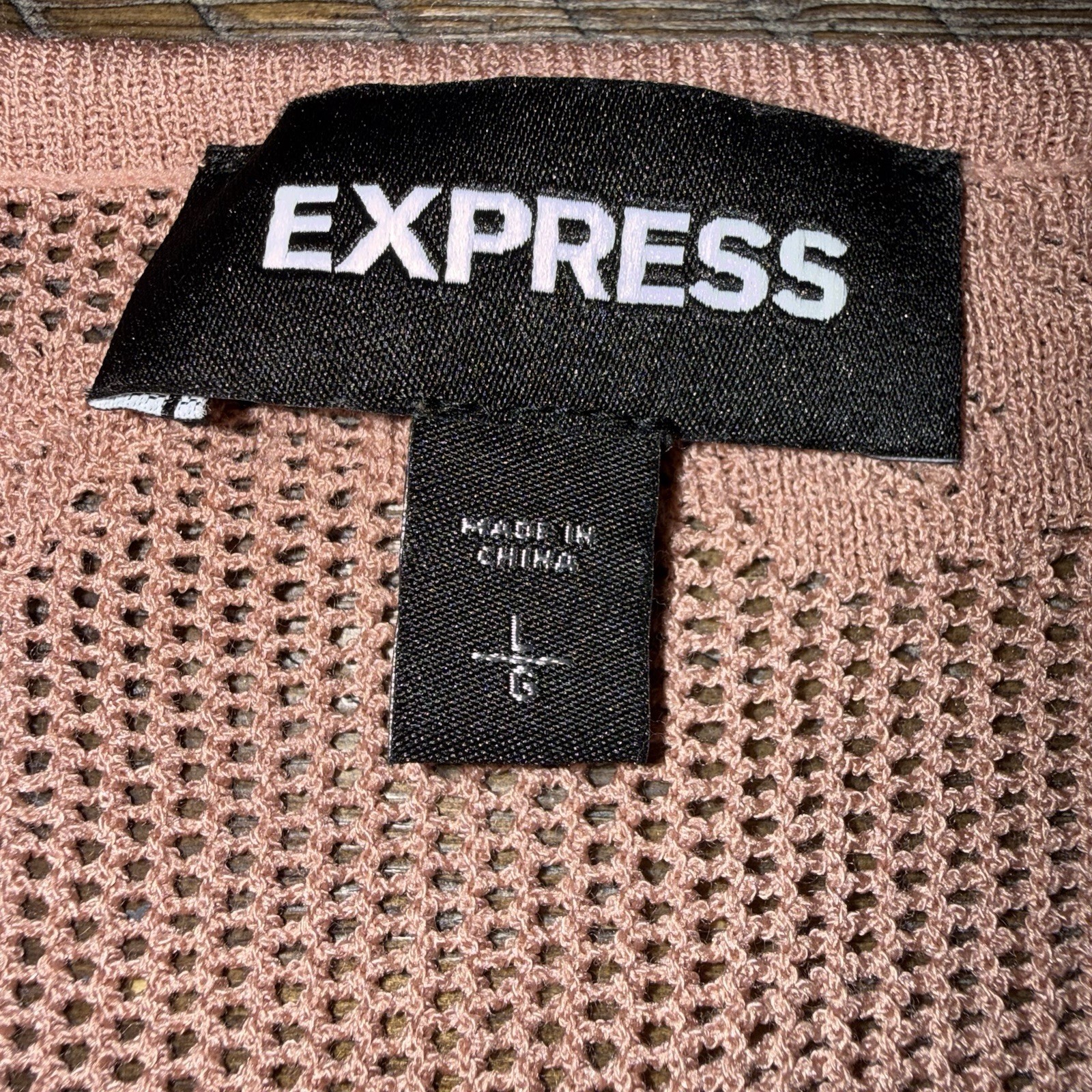 Express Women’s Lg Lace Stitched Smock Pullover Blouse Mauve Pink Boho Delicate