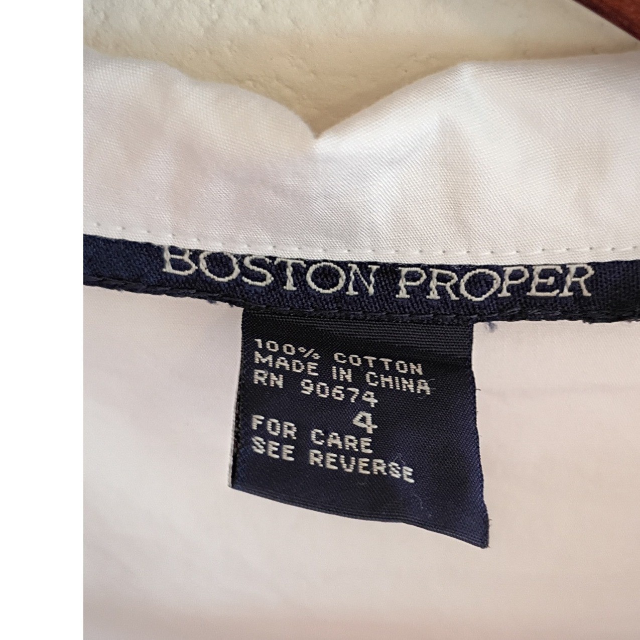 Vintage Boston Proper White Ruffle Ruched Cotton Button Down Shirt Blouse Sz 4