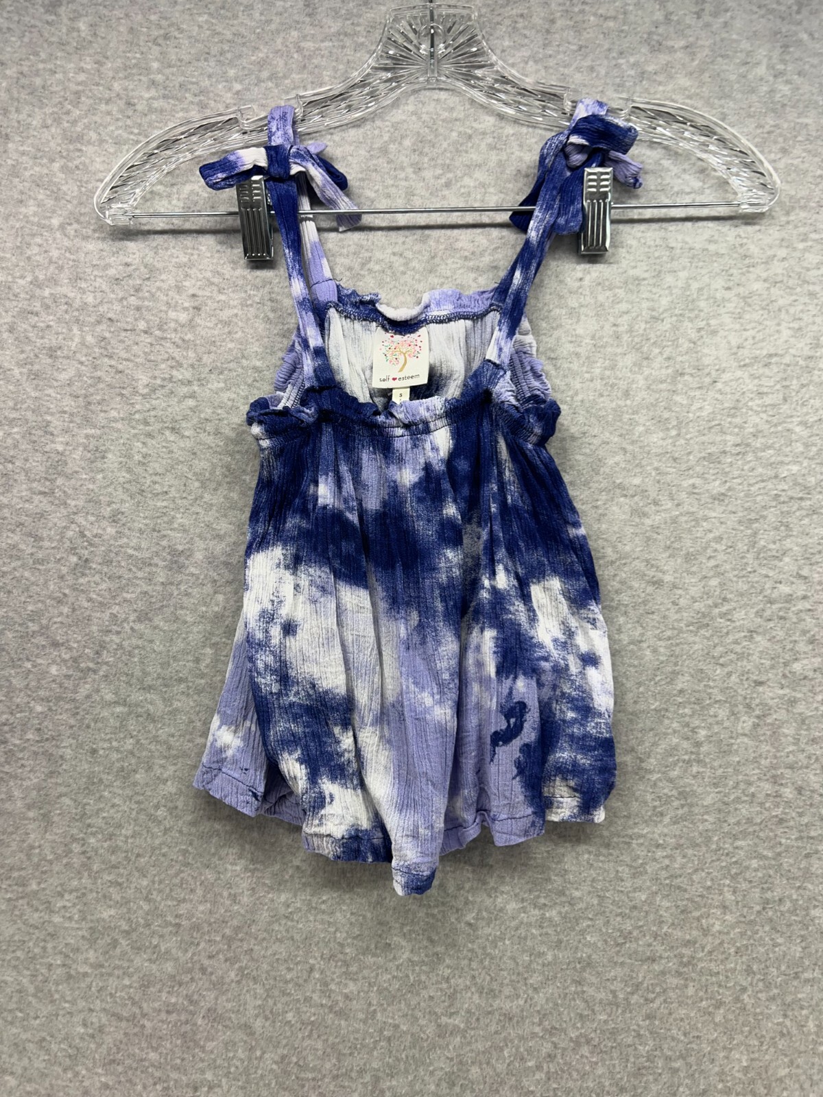 Self Esteem Womens Set Size S Purple Shorts+Tank Bow Rayon Tie Dye Straps