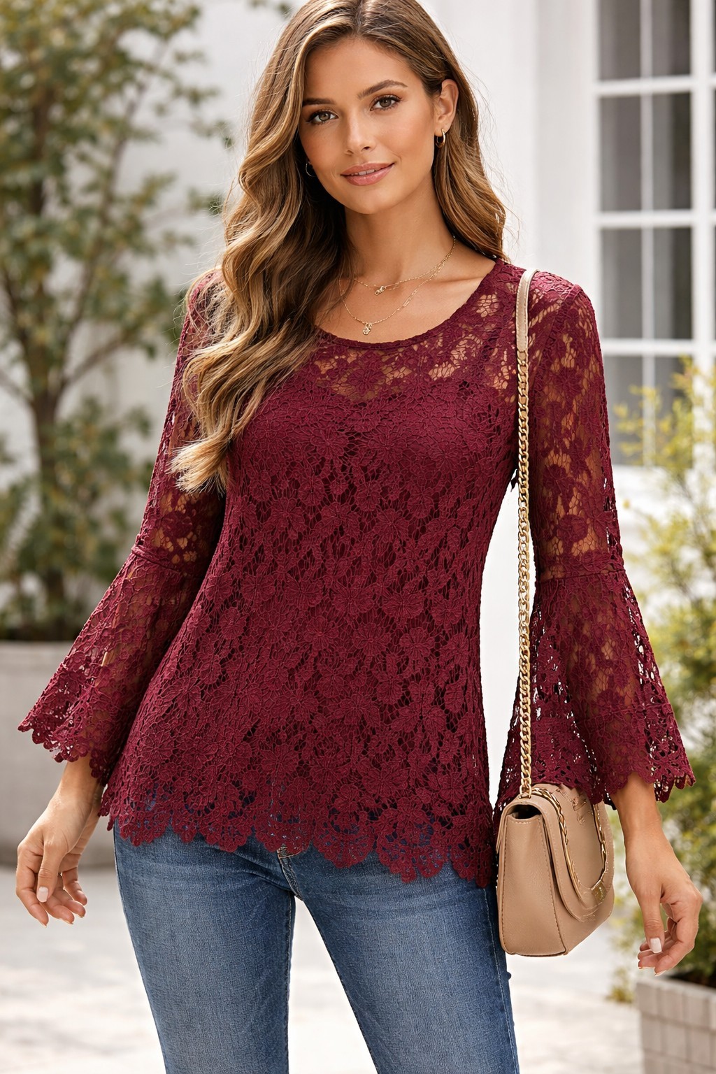 Diana Belle Crochet Top With Bell Sleeves Women’s S