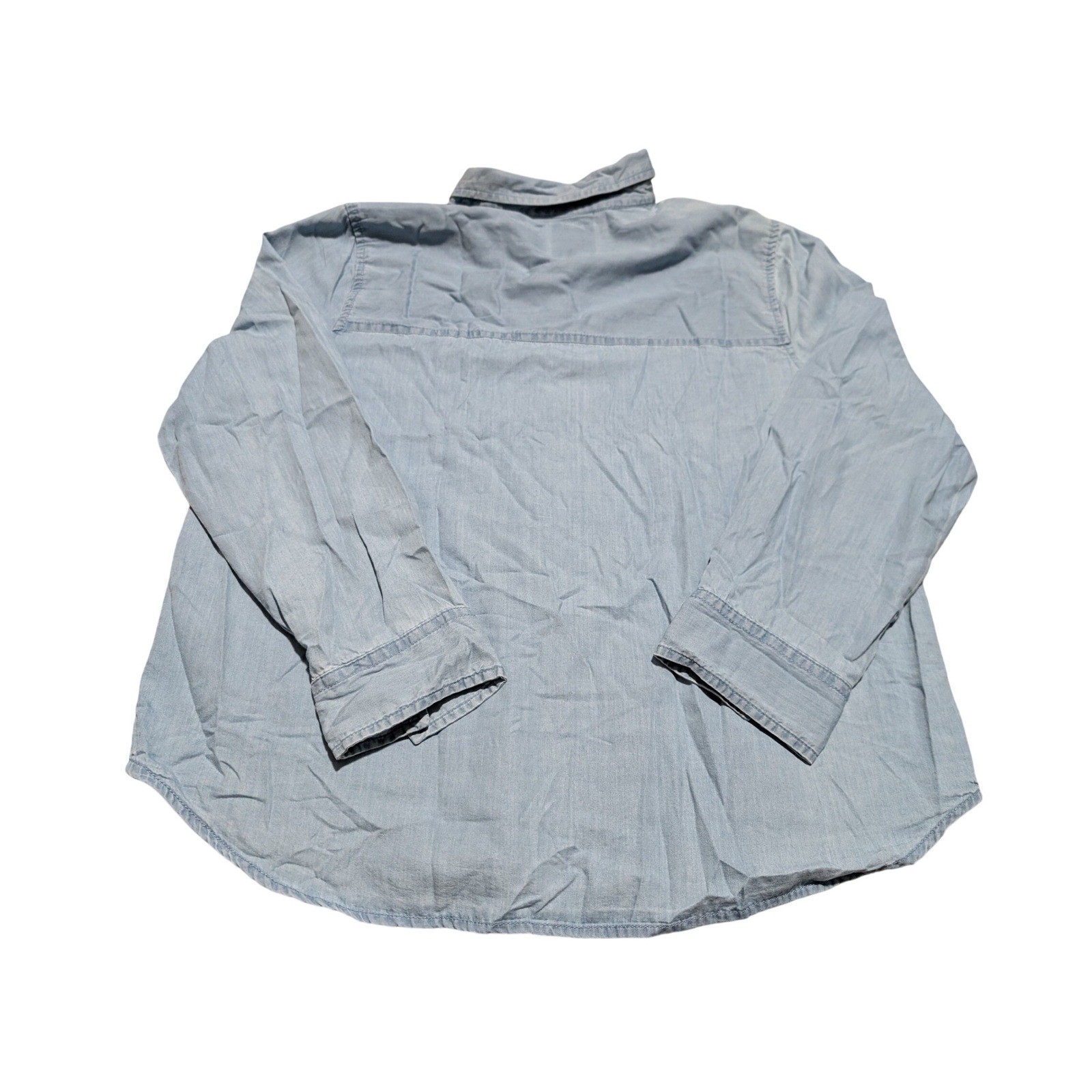 C&C California Button Down Women XL Blue Chambray Long Sleeve Cotton Lyocell