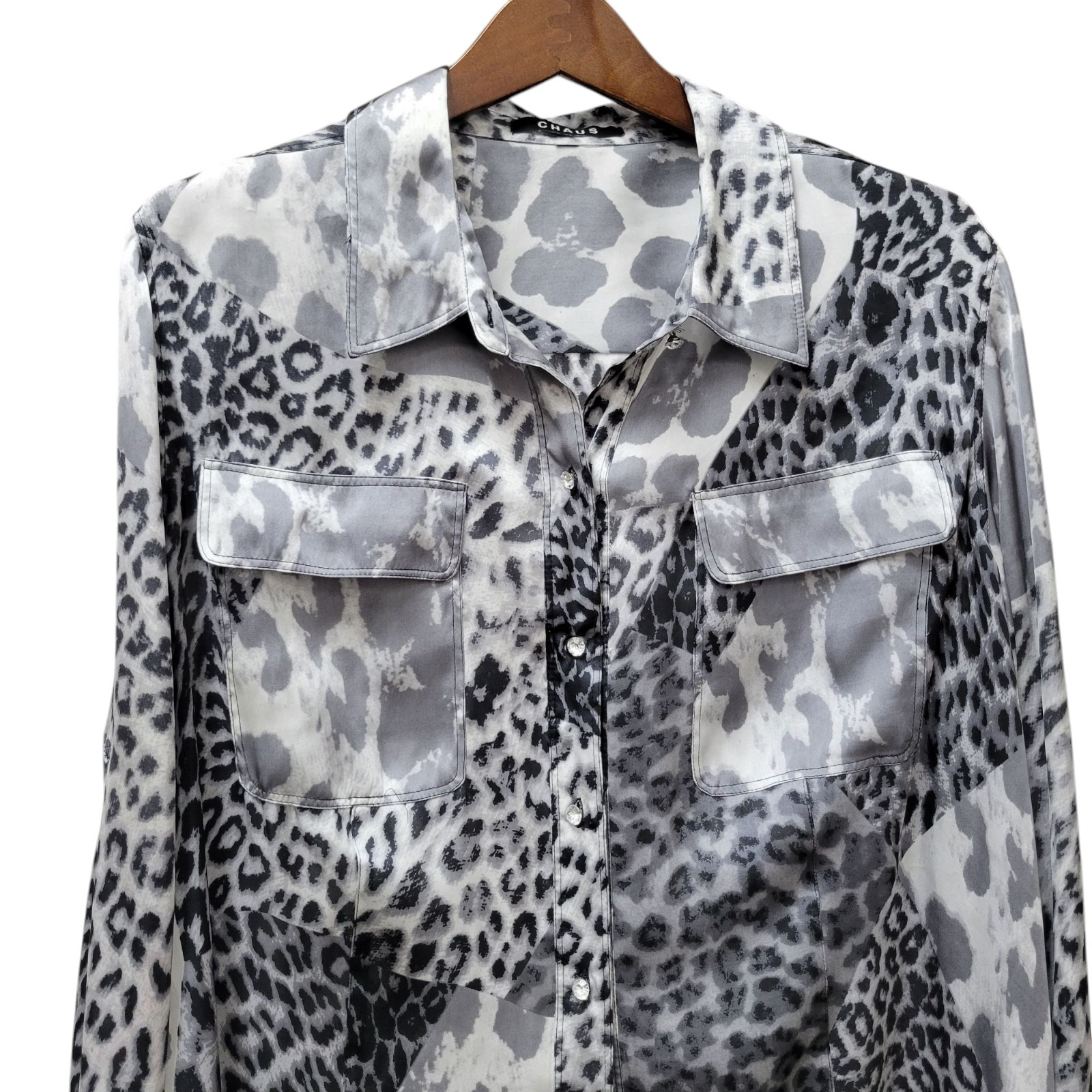 Chaus Women’s Long-Sleeves See-through Blouse Top Size XXL Excellent Condition