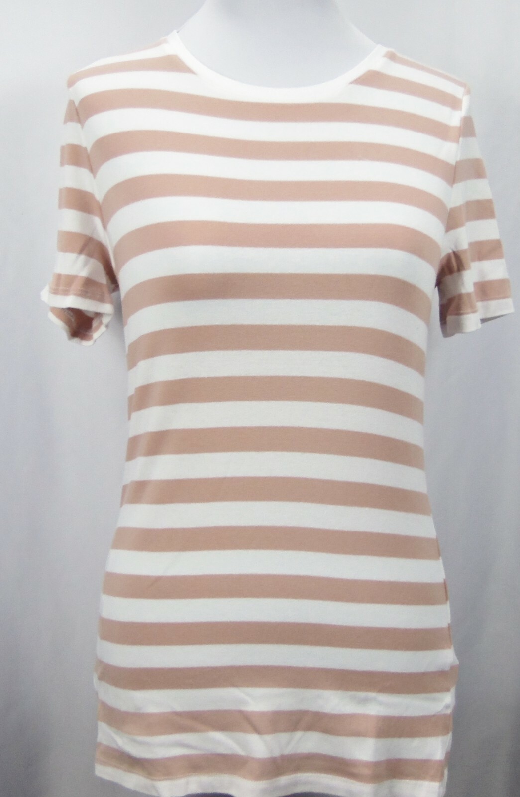 A New Day White and Pink Striped Short Sleeve Shirt Size Medium