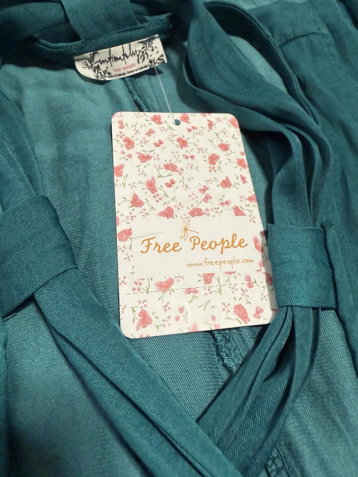 Free People Teal Halter Neck Tie-Front Sleeveless Blouse Top Womens S
