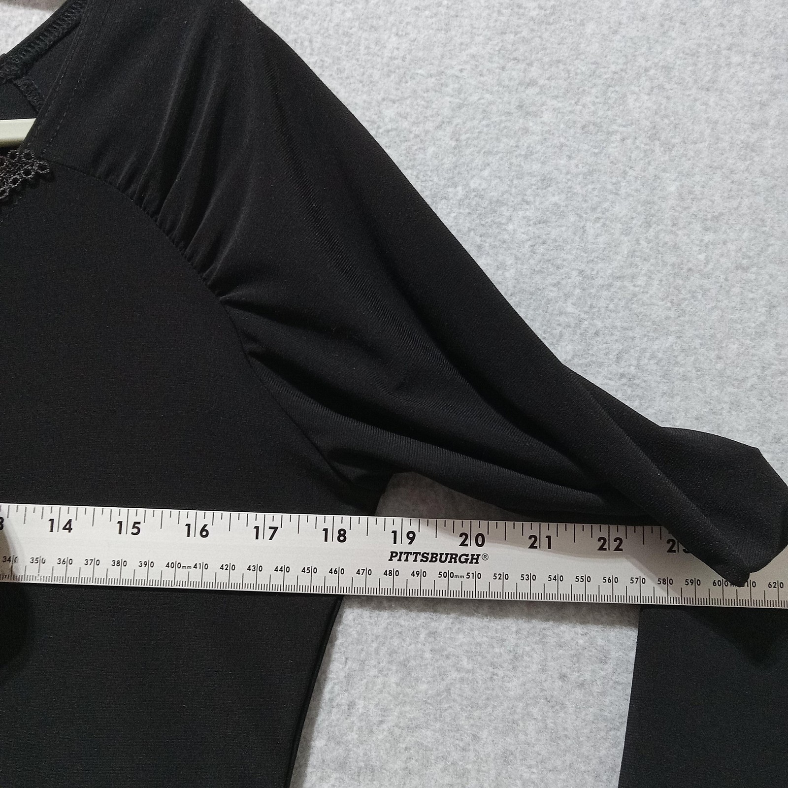 Bellina Shirt Womens Medium Black Beaded Embroidered Scoop Neck 3/4 Sleeve Top
