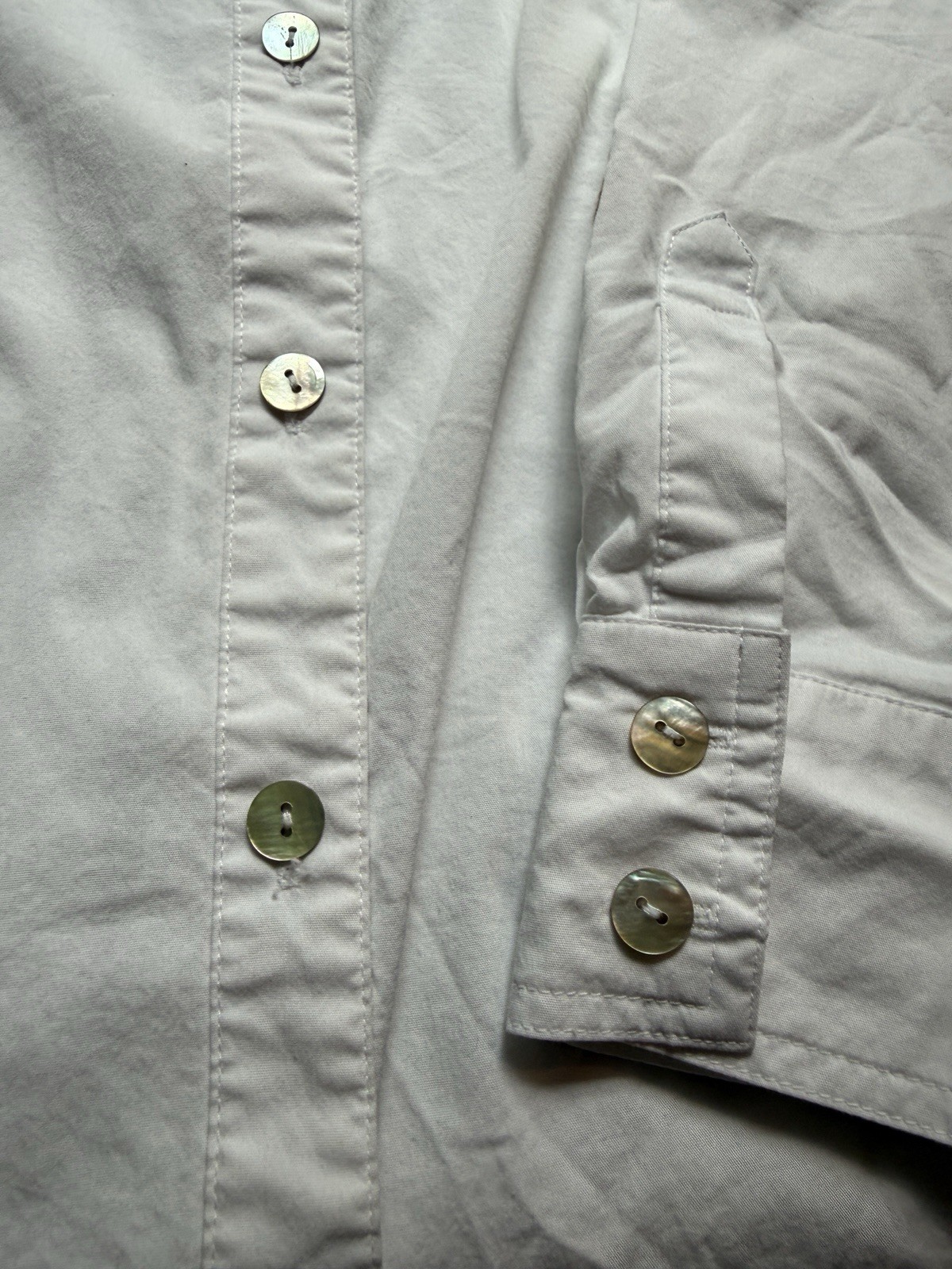 Sigrid Olsen Signature White Button Down Shirt 10 Tan Embroidery Western Boho