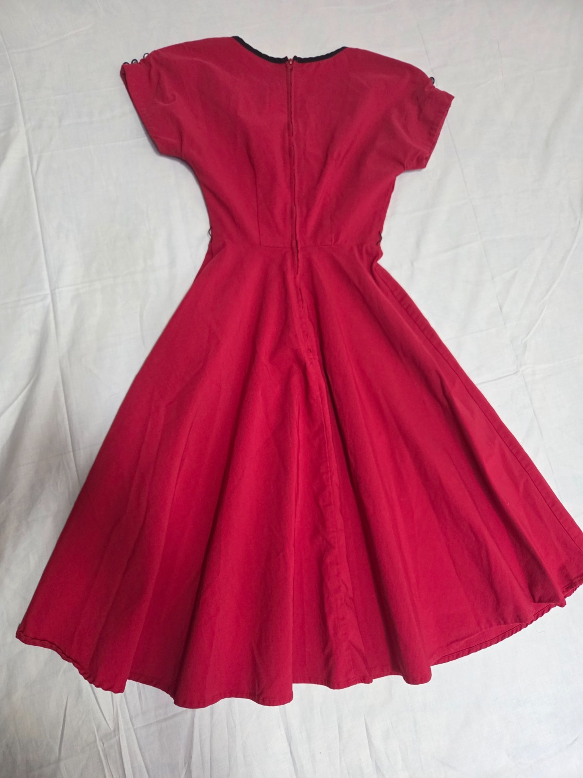 Stop Staring Retro 50s Swing Dress Womens Small Red Pinup Flare Made in USA