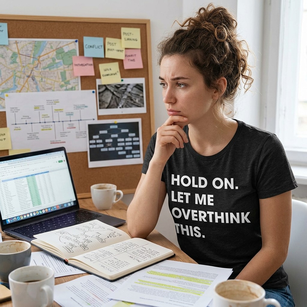 Womens Hold On Let Me Overthink This Funny T Shirt Sarcastic Graphic Novelty