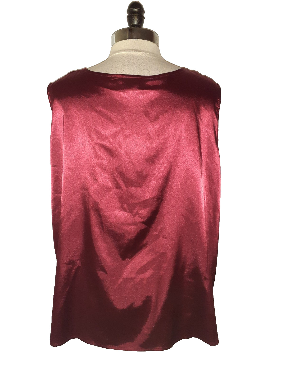 SUSAN GRAVER Plus Size 3X Camisole Tank Top Wine Red Stretch Satin Sleeveless