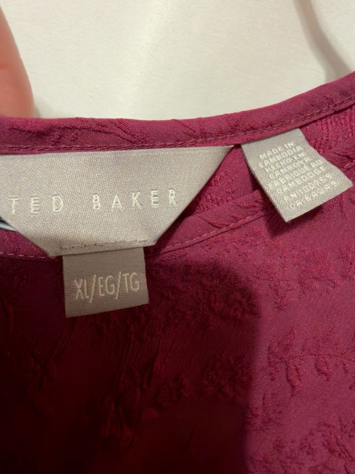 Ted Baker Magenta Brocade Jacquard puff sleeve Womens XL